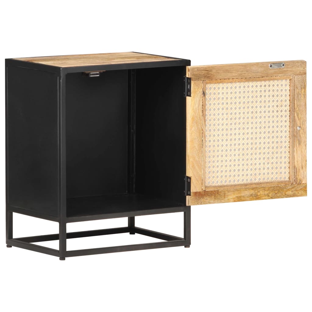 Bedside Cabinet 40x30x50 cm Rough Mango Wood and Natural Cane- Bedside Tables - HomeShopIreland - Home Shop Ireland - Bedside Tables - Bedside Cabinet 40x30x50 cm Rough Mango Wood and Natural Cane