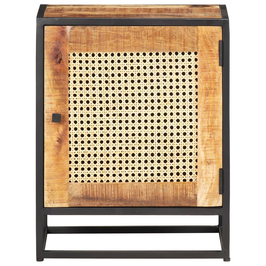Bedside Cabinet 40x30x50 cm Rough Mango Wood and Natural Cane- Bedside Tables - HomeShopIreland - Home Shop Ireland - Bedside Tables - Bedside Cabinet 40x30x50 cm Rough Mango Wood and Natural Cane