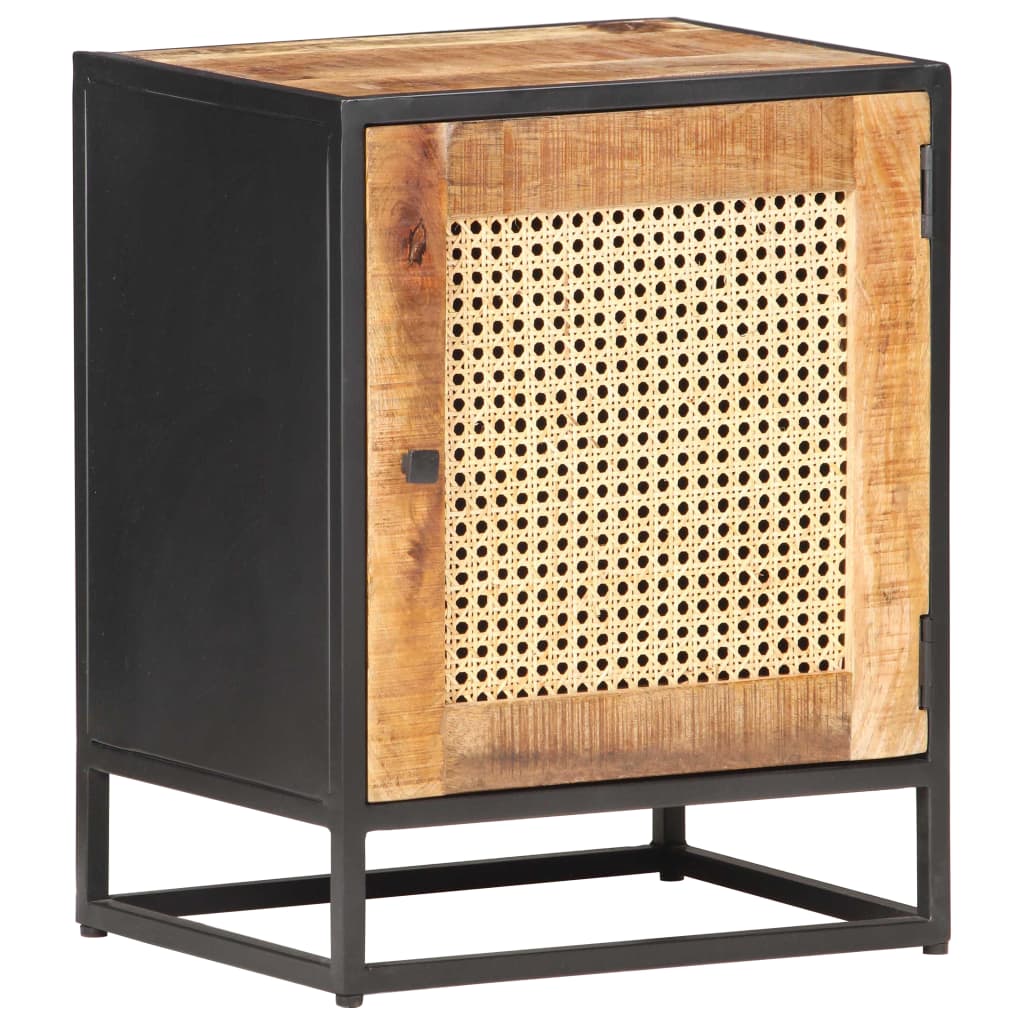 Bedside Cabinet 40x30x50 cm Rough Mango Wood and Natural Cane- Bedside Tables - HomeShopIreland - Home Shop Ireland - Bedside Tables - Bedside Cabinet 40x30x50 cm Rough Mango Wood and Natural Cane