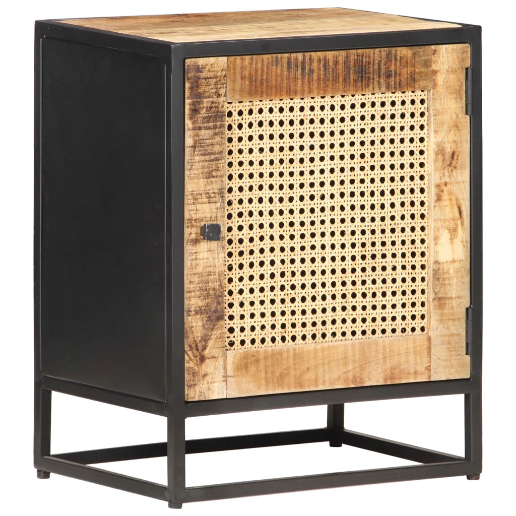 Bedside Cabinet 40x30x50 cm Rough Mango Wood and Natural Cane- Bedside Tables - HomeShopIreland - Home Shop Ireland - Bedside Tables - Bedside Cabinet 40x30x50 cm Rough Mango Wood and Natural Cane