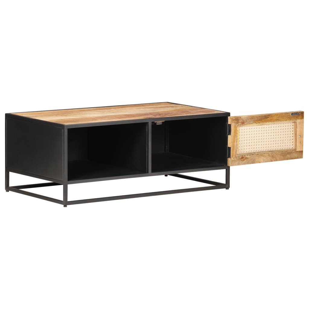 Coffee Table 90x50x35 cm Rough Mango Wood and Natural Cane- Coffee Tables - HomeShopIreland - Home Shop Ireland - Coffee Tables - Coffee Table 90x50x35 cm Rough Mango Wood and Natural Cane