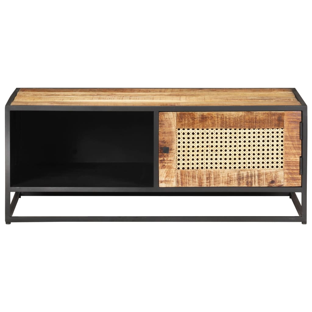 Coffee Table 90x50x35 cm Rough Mango Wood and Natural Cane- Coffee Tables - HomeShopIreland - Home Shop Ireland - Coffee Tables - Coffee Table 90x50x35 cm Rough Mango Wood and Natural Cane
