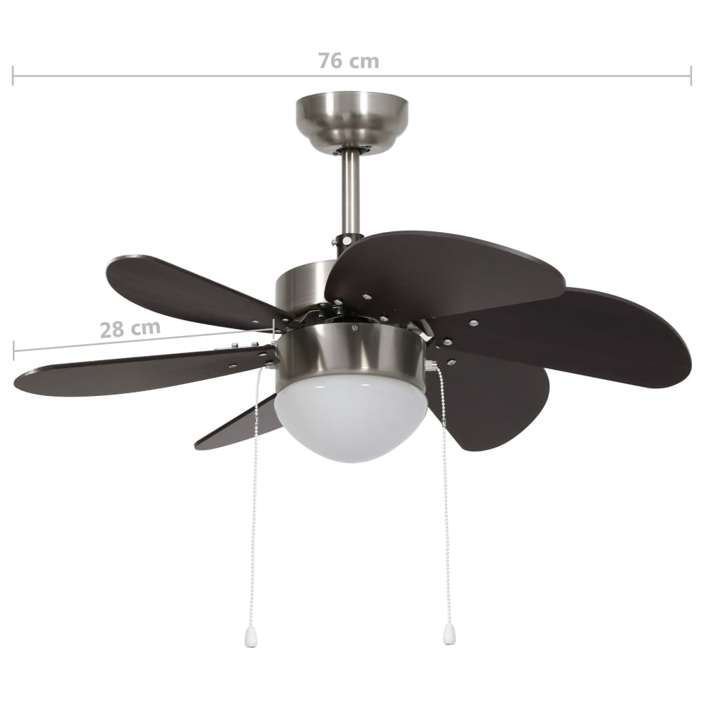 Ceiling Fan with Light 76 cm Dark Brown- Ceiling Fans - HomeShopIreland - Home Shop Ireland - Ceiling Fans - Ceiling Fan with Light 76 cm Dark Brown