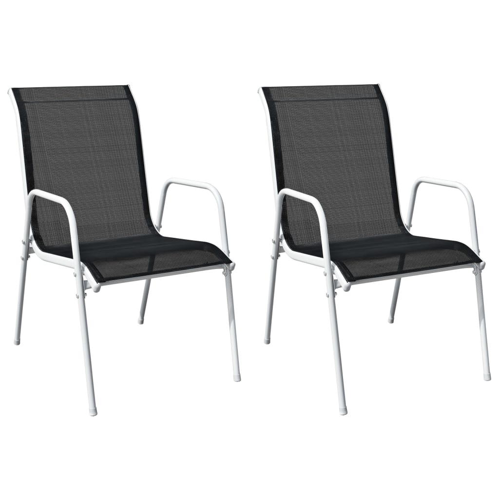 Stackable Garden Chairs 2 pcs Steel and Textilene Black- Outdoor Chairs - HomeShopIreland - Home Shop Ireland - Outdoor Chairs - Stackable Garden Chairs 2 pcs Steel and Textilene Black