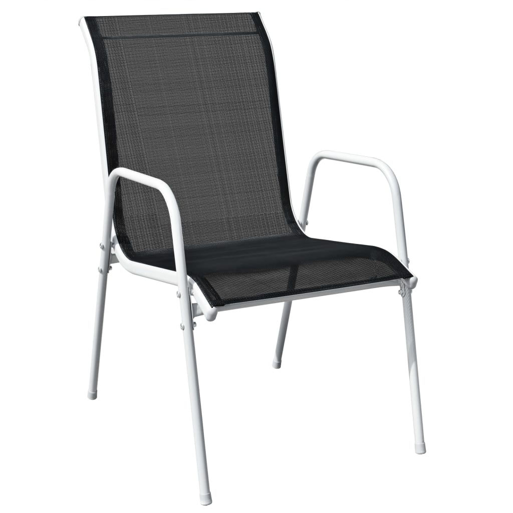 Stackable Garden Chairs 2 pcs Steel and Textilene Black- Outdoor Chairs - HomeShopIreland - Home Shop Ireland - Outdoor Chairs - Stackable Garden Chairs 2 pcs Steel and Textilene Black