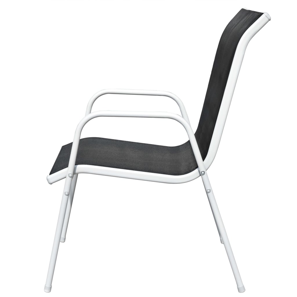 Stackable Garden Chairs 2 pcs Steel and Textilene Black- Outdoor Chairs - HomeShopIreland - Home Shop Ireland - Outdoor Chairs - Stackable Garden Chairs 2 pcs Steel and Textilene Black