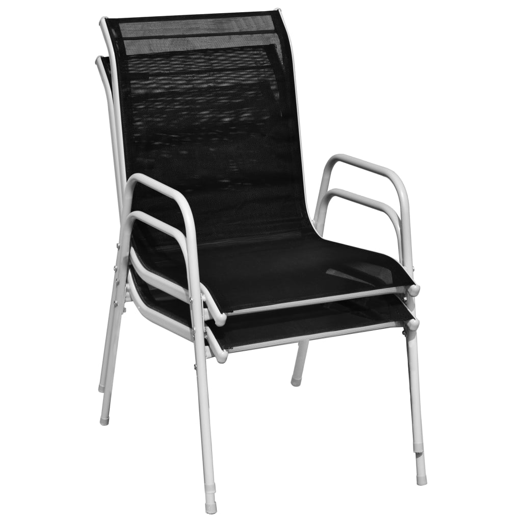 Stackable Garden Chairs 2 pcs Steel and Textilene Black- Outdoor Chairs - HomeShopIreland - Home Shop Ireland - Outdoor Chairs - Stackable Garden Chairs 2 pcs Steel and Textilene Black