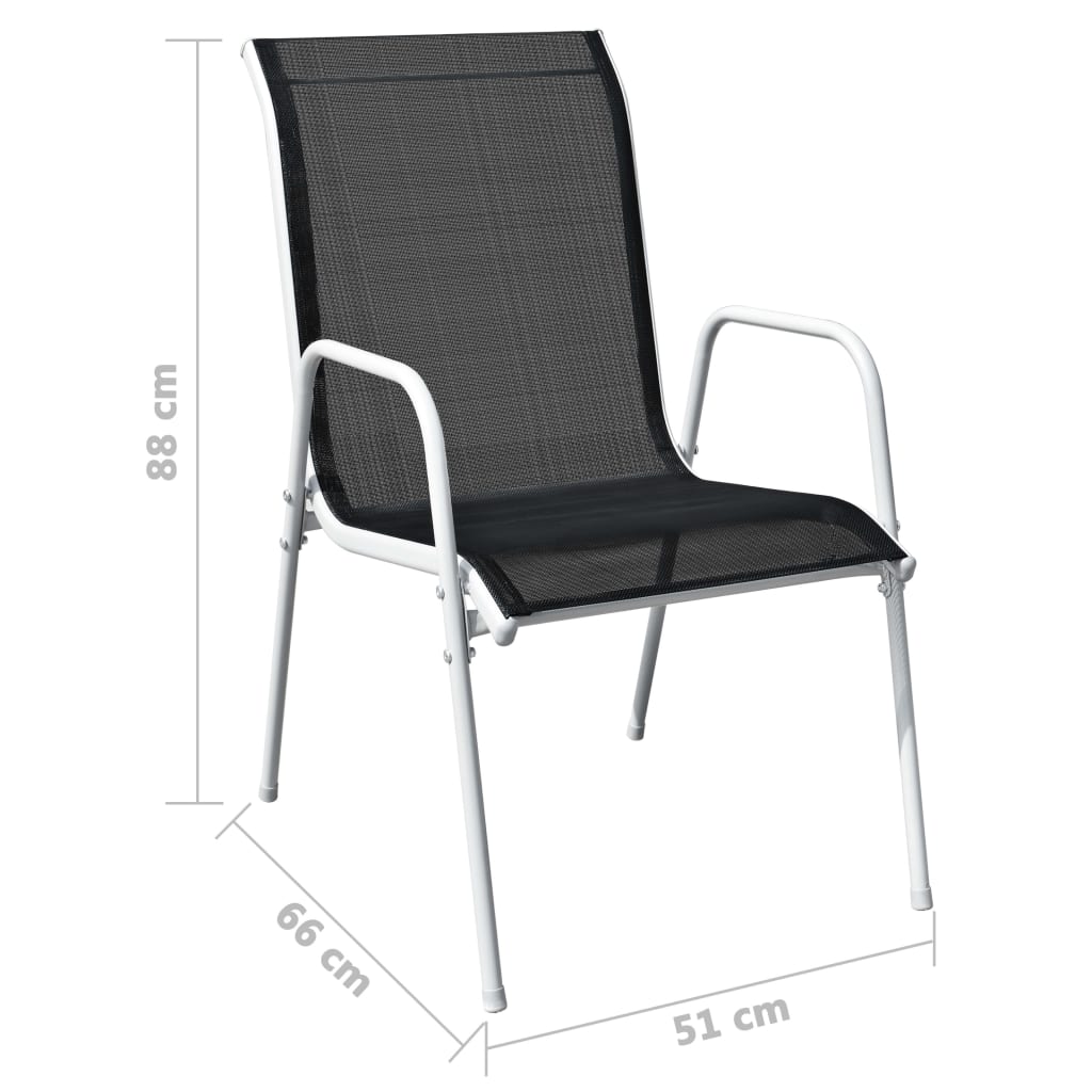 Stackable Garden Chairs 2 pcs Steel and Textilene Black- Outdoor Chairs - HomeShopIreland - Home Shop Ireland - Outdoor Chairs - Stackable Garden Chairs 2 pcs Steel and Textilene Black