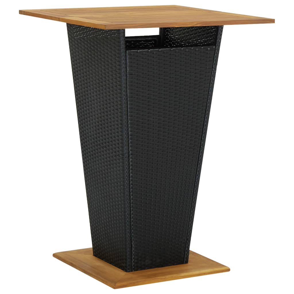 Bar Table Black 80x80x110 cm Poly Rattan and Solid Acacia Wood- Outdoor Tables - HomeShopIreland - Home Shop Ireland - Outdoor Tables - Bar Table Black 80x80x110 cm Poly Rattan and Solid Acacia Wood