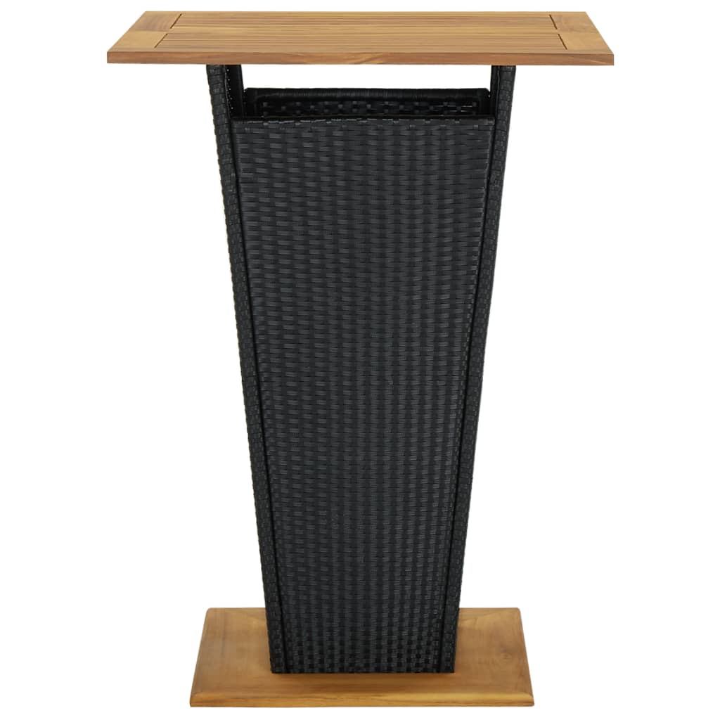 Bar Table Black 80x80x110 cm Poly Rattan and Solid Acacia Wood- Outdoor Tables - HomeShopIreland - Home Shop Ireland - Outdoor Tables - Bar Table Black 80x80x110 cm Poly Rattan and Solid Acacia Wood