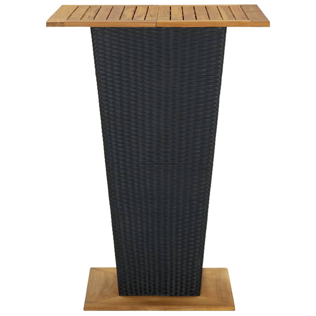 Bar Table Black 80x80x110 cm Poly Rattan and Solid Acacia Wood- Outdoor Tables - HomeShopIreland - Home Shop Ireland - Outdoor Tables - Bar Table Black 80x80x110 cm Poly Rattan and Solid Acacia Wood
