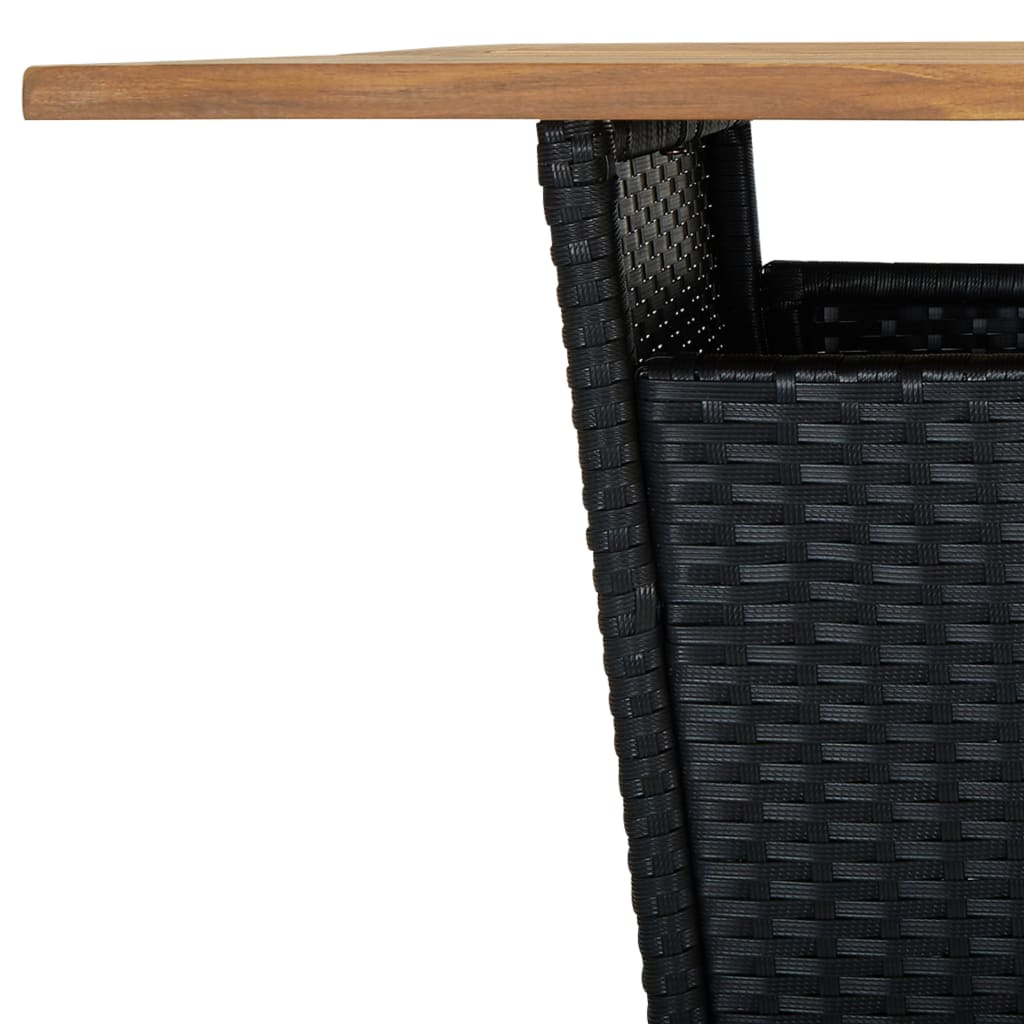 Bar Table Black 80x80x110 cm Poly Rattan and Solid Acacia Wood- Outdoor Tables - HomeShopIreland - Home Shop Ireland - Outdoor Tables - Bar Table Black 80x80x110 cm Poly Rattan and Solid Acacia Wood