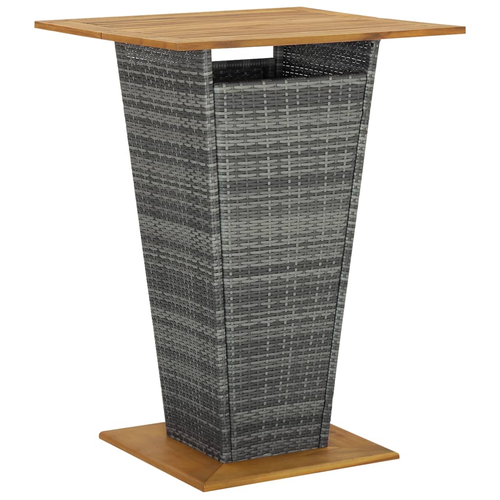 Bar Table Grey 80x80x110 cm Poly Rattan and Solid Acacia Wood- Outdoor Tables - HomeShopIreland - Home Shop Ireland - Outdoor Tables - Bar Table Grey 80x80x110 cm Poly Rattan and Solid Acacia Wood