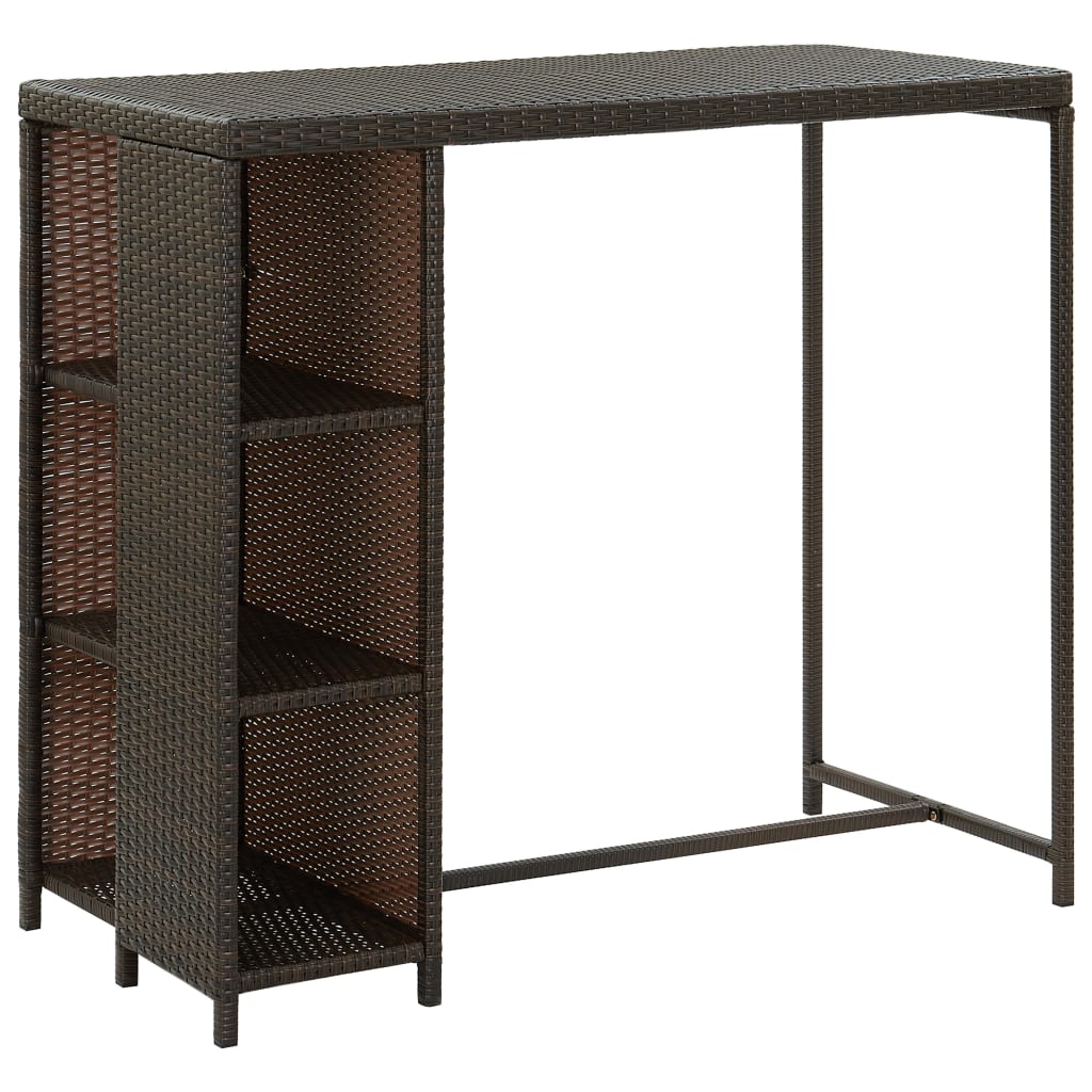 Bar Table with Storage Rack Brown 120x60x110 cm Poly Rattan- Kitchen & Dining Room Tables - HomeShopIreland - Home Shop Ireland - Kitchen & Dining Room Tables - Bar Table with Storage Rack Brown 120x60x110 cm Poly Rattan