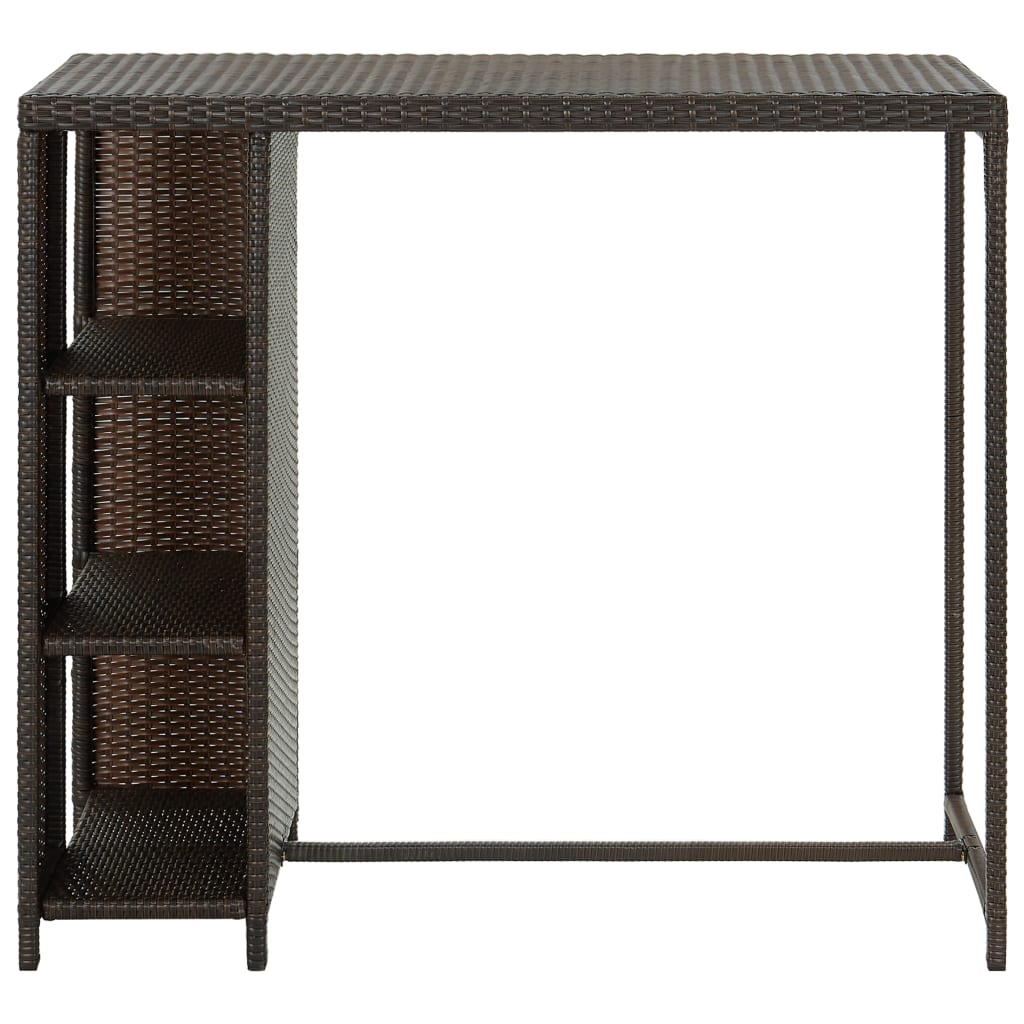 Bar Table with Storage Rack Brown 120x60x110 cm Poly Rattan- Kitchen & Dining Room Tables - HomeShopIreland - Home Shop Ireland - Kitchen & Dining Room Tables - Bar Table with Storage Rack Brown 120x60x110 cm Poly Rattan