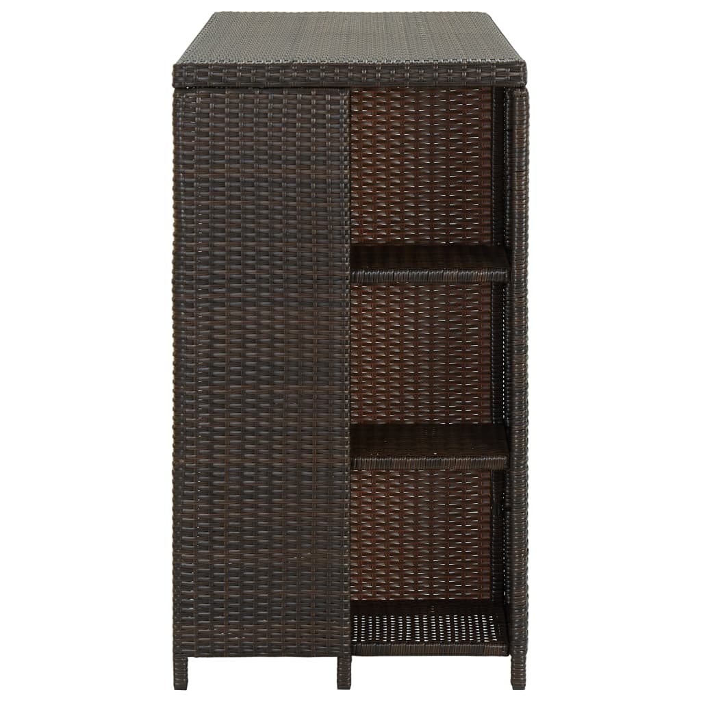 Bar Table with Storage Rack Brown 120x60x110 cm Poly Rattan- Kitchen & Dining Room Tables - HomeShopIreland - Home Shop Ireland - Kitchen & Dining Room Tables - Bar Table with Storage Rack Brown 120x60x110 cm Poly Rattan