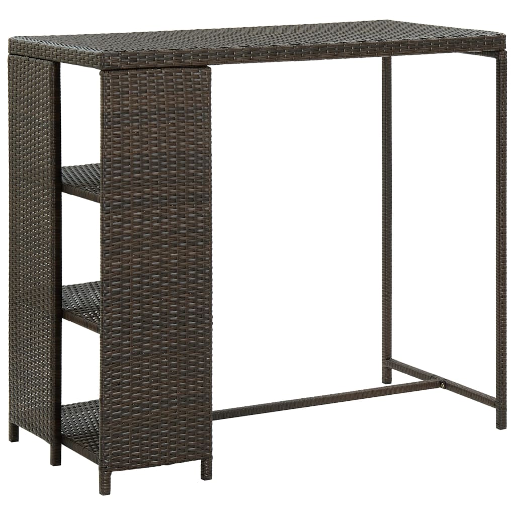 Bar Table with Storage Rack Brown 120x60x110 cm Poly Rattan- Kitchen & Dining Room Tables - HomeShopIreland - Home Shop Ireland - Kitchen & Dining Room Tables - Bar Table with Storage Rack Brown 120x60x110 cm Poly Rattan
