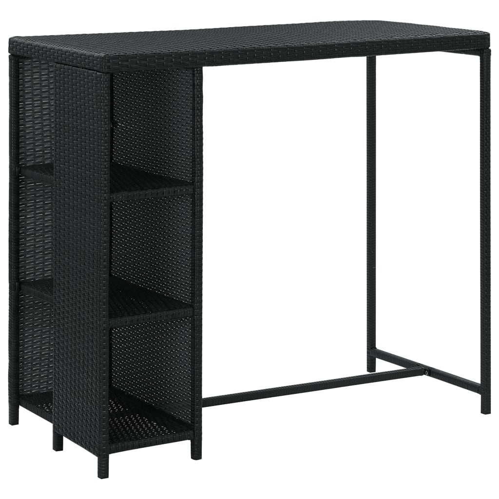 Bar Table with Storage Rack Black 120x60x110 cm Poly Rattan- Kitchen & Dining Room Tables - HomeShopIreland - Home Shop Ireland - Kitchen & Dining Room Tables - Bar Table with Storage Rack Black 120x60x110 cm Poly Rattan