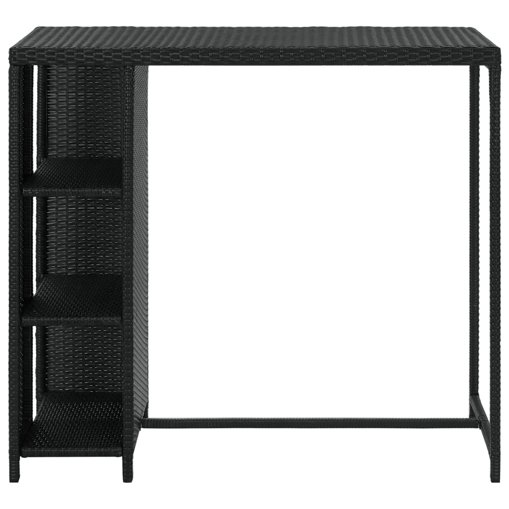 Bar Table with Storage Rack Black 120x60x110 cm Poly Rattan- Kitchen & Dining Room Tables - HomeShopIreland - Home Shop Ireland - Kitchen & Dining Room Tables - Bar Table with Storage Rack Black 120x60x110 cm Poly Rattan