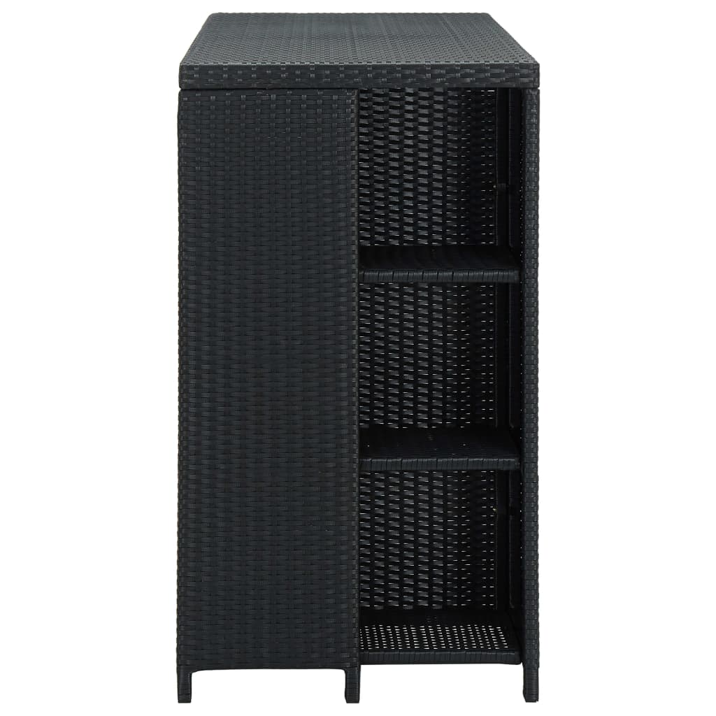 Bar Table with Storage Rack Black 120x60x110 cm Poly Rattan- Kitchen & Dining Room Tables - HomeShopIreland - Home Shop Ireland - Kitchen & Dining Room Tables - Bar Table with Storage Rack Black 120x60x110 cm Poly Rattan