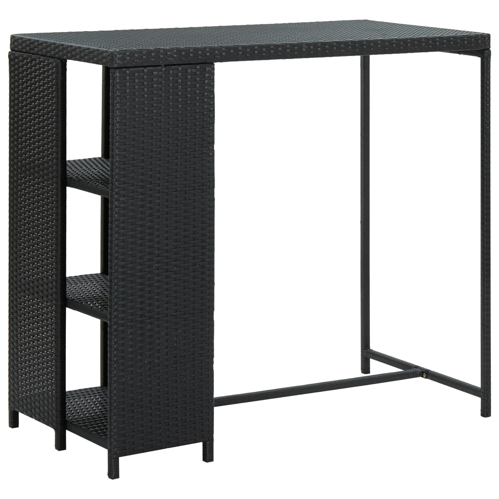 Bar Table with Storage Rack Black 120x60x110 cm Poly Rattan- Kitchen & Dining Room Tables - HomeShopIreland - Home Shop Ireland - Kitchen & Dining Room Tables - Bar Table with Storage Rack Black 120x60x110 cm Poly Rattan