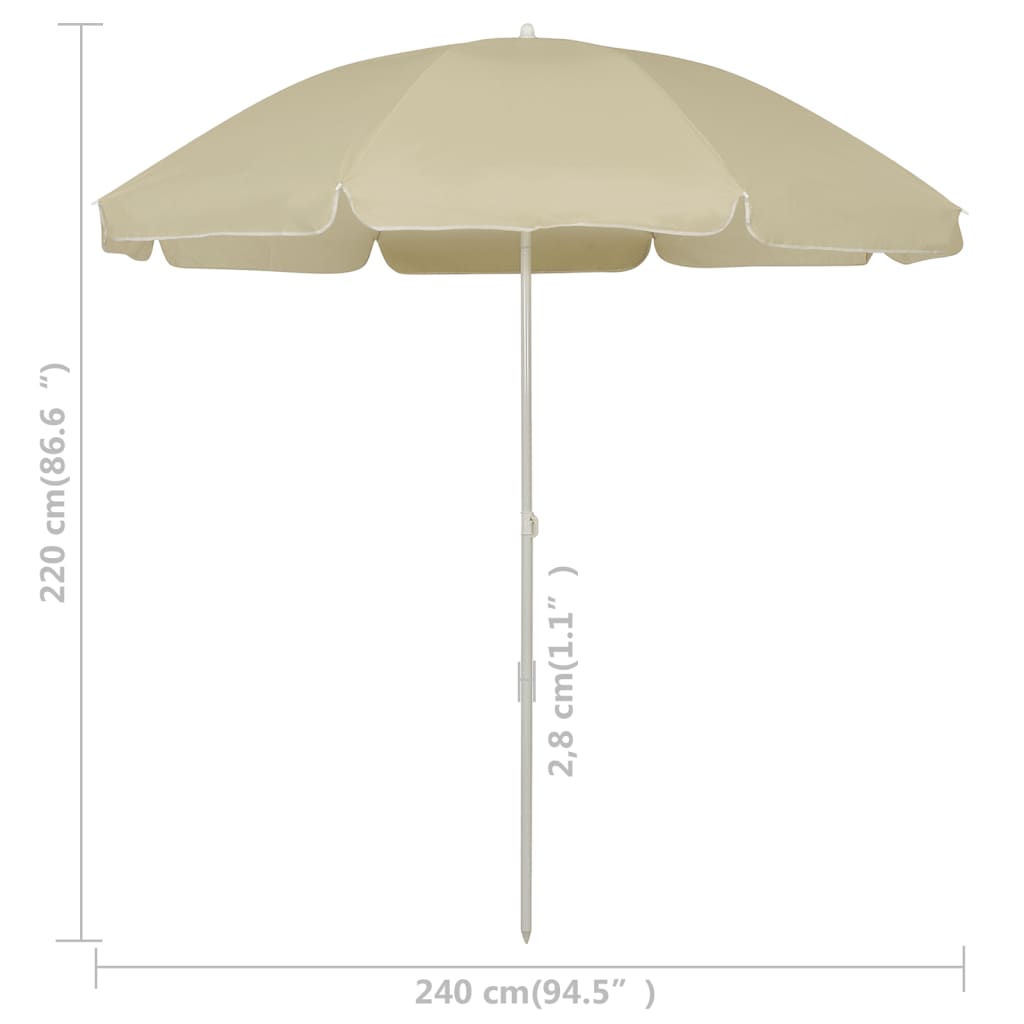 Beach Umbrella Sand Yellow 240 cm- Outdoor Umbrellas & Sunshades - HomeShopIreland - Home Shop Ireland - Outdoor Umbrellas & Sunshades - Beach Umbrella Sand Yellow 240 cm