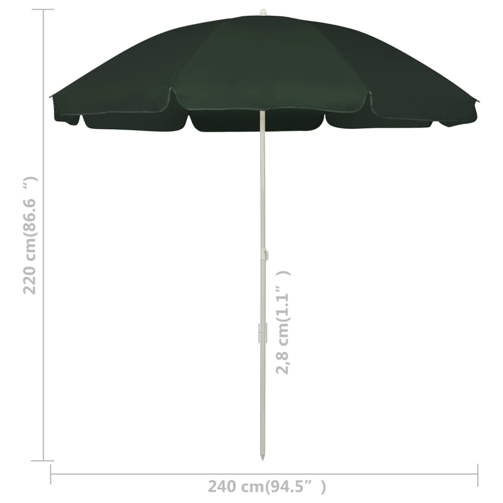 Beach Umbrella Green 240 cm- Outdoor Umbrellas & Sunshades - HomeShopIreland - Home Shop Ireland - Outdoor Umbrellas & Sunshades - Beach Umbrella Green 240 cm