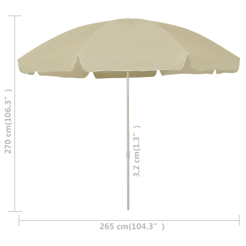 Beach Umbrella Sand Yellow 300 cm- Outdoor Umbrellas & Sunshades - HomeShopIreland - Home Shop Ireland - Outdoor Umbrellas & Sunshades - Beach Umbrella Sand Yellow 300 cm
