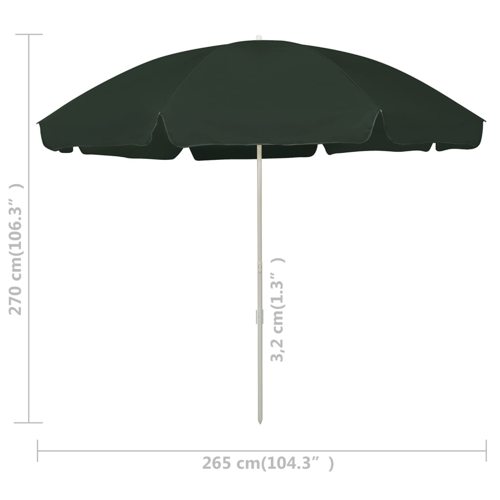 Beach Umbrella Green 300 cm- Outdoor Umbrellas & Sunshades - HomeShopIreland - Home Shop Ireland - Outdoor Umbrellas & Sunshades - Beach Umbrella Green 300 cm