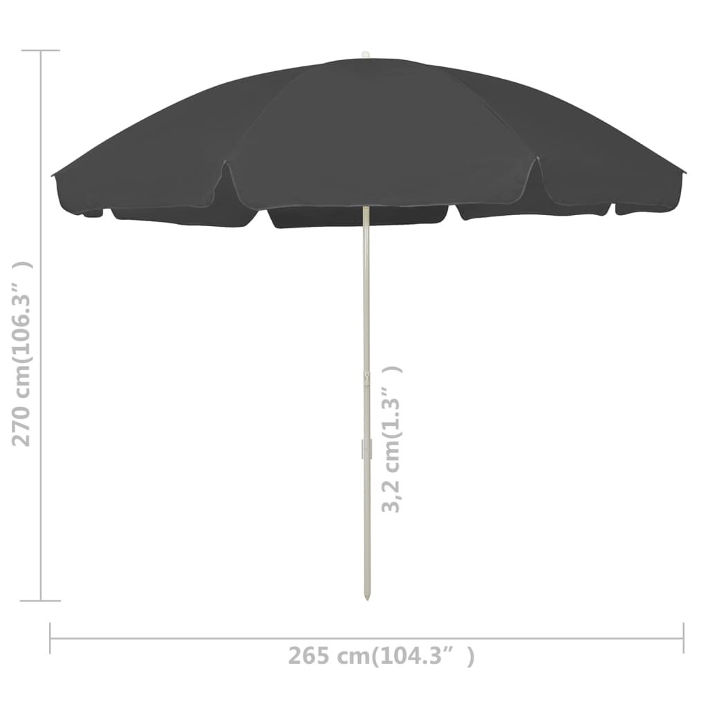 Beach Umbrella Anthracite 300 cm- Outdoor Umbrellas & Sunshades - HomeShopIreland - Home Shop Ireland - Outdoor Umbrellas & Sunshades - Beach Umbrella Anthracite 300 cm