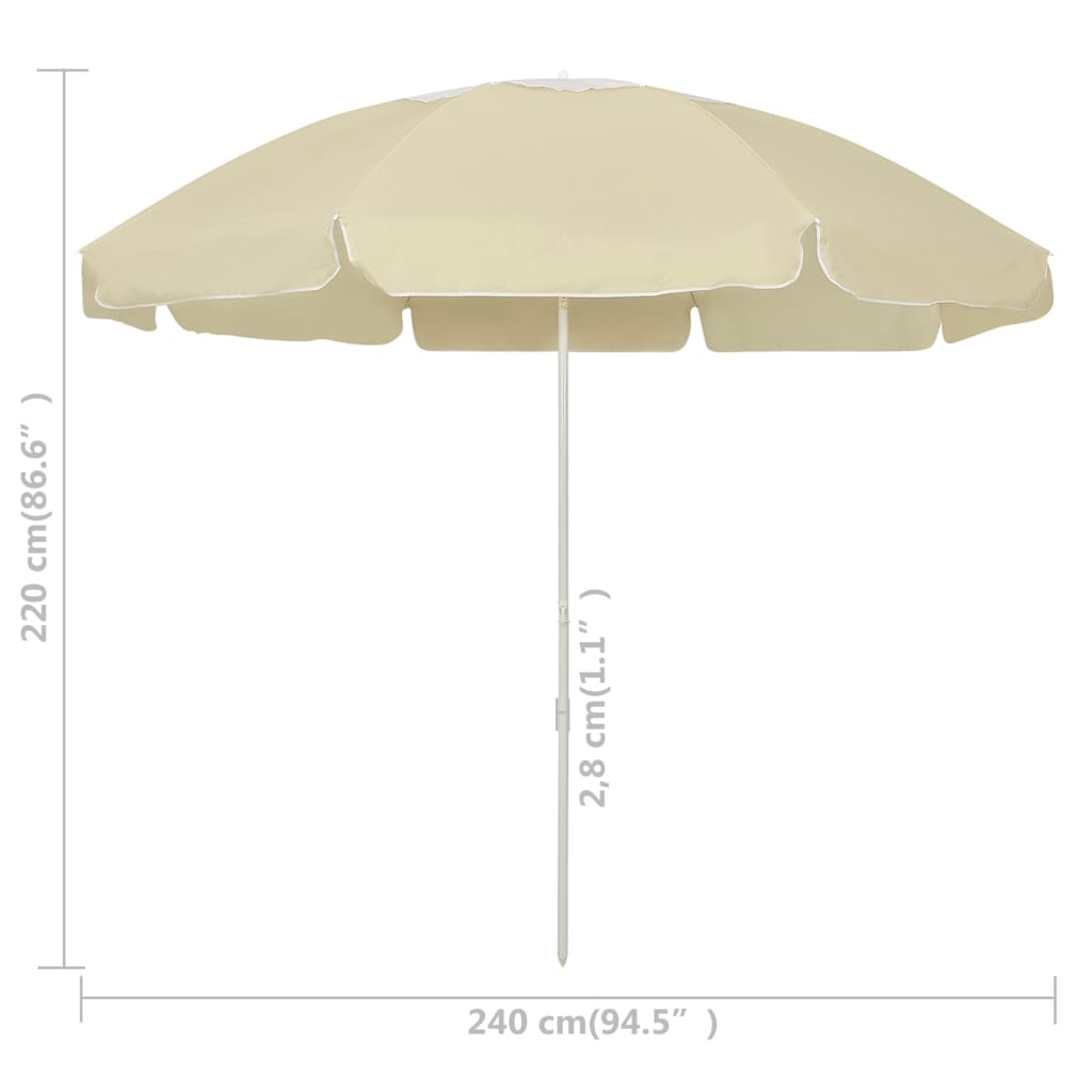 Beach Umbrella Sand Yellow 240 cm- Outdoor Umbrellas & Sunshades - HomeShopIreland - Home Shop Ireland - Outdoor Umbrellas & Sunshades - Beach Umbrella Sand Yellow 240 cm