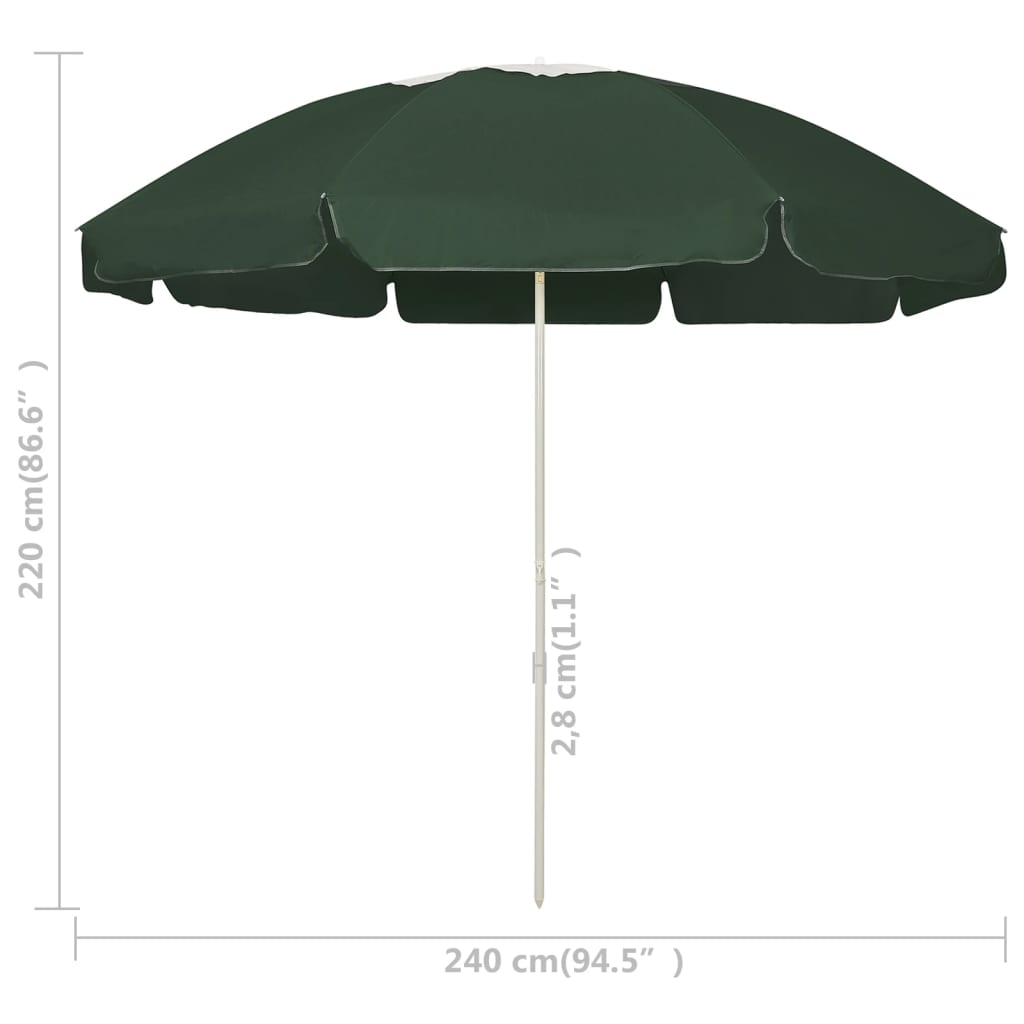 Beach Umbrella Green 240 cm- Outdoor Umbrellas & Sunshades - HomeShopIreland - Home Shop Ireland - Outdoor Umbrellas & Sunshades - Beach Umbrella Green 240 cm