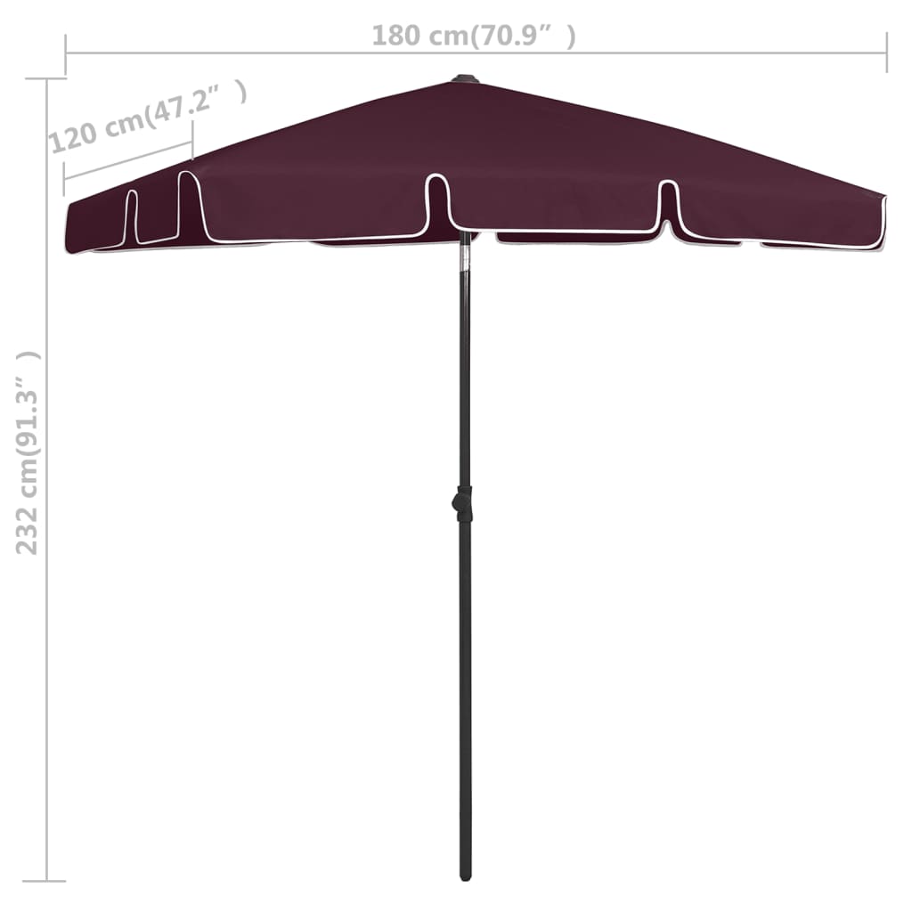 Beach Umbrella Bordeaux Red 180x120 cm- Outdoor Umbrellas & Sunshades - HomeShopIreland - Home Shop Ireland - Outdoor Umbrellas & Sunshades - Beach Umbrella Bordeaux Red 180x120 cm