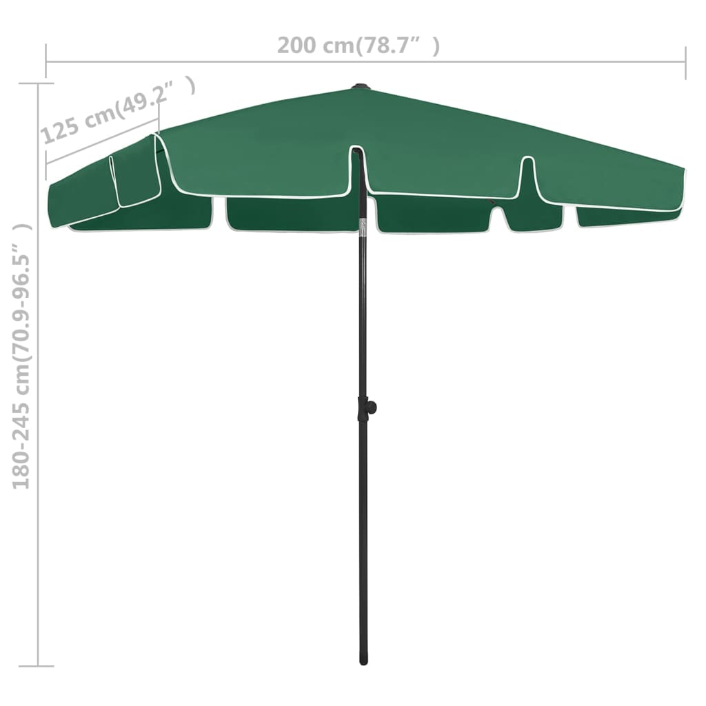 Beach Umbrella Green 200x125 cm- Outdoor Umbrellas & Sunshades - HomeShopIreland - Home Shop Ireland - Outdoor Umbrellas & Sunshades - Beach Umbrella Green 200x125 cm