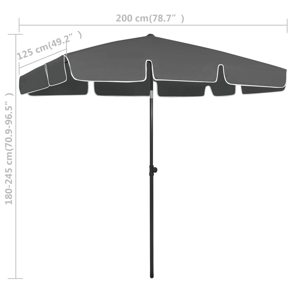 Beach Umbrella Anthracite 200x125 cm- Outdoor Umbrellas & Sunshades - HomeShopIreland - Home Shop Ireland - Outdoor Umbrellas & Sunshades - Beach Umbrella Anthracite 200x125 cm
