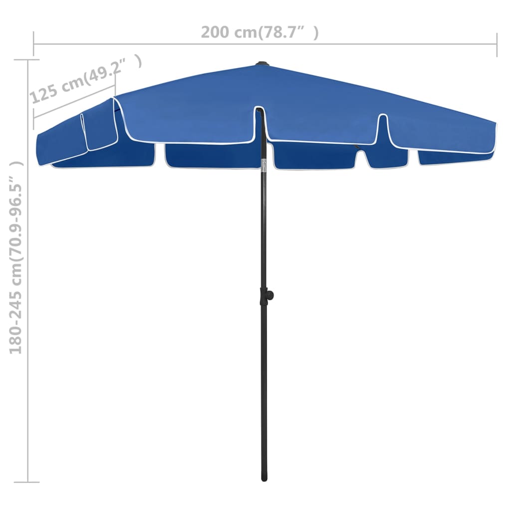 Beach Umbrella Azure Blue 200x125 cm- Outdoor Umbrellas & Sunshades - HomeShopIreland - Home Shop Ireland - Outdoor Umbrellas & Sunshades - Beach Umbrella Azure Blue 200x125 cm
