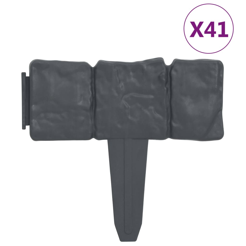 Lawn Fence Stone Look 41 pcs Plastic 10 m- Garden Borders & Edging - HomeShopIreland - Home Shop Ireland - Garden Borders & Edging - Lawn Fence Stone Look 41 pcs Plastic 10 m