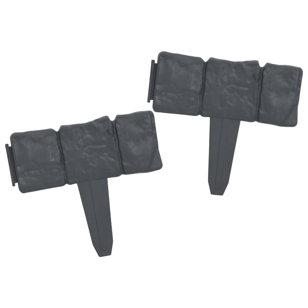 Lawn Fence Stone Look 41 pcs Plastic 10 m- Garden Borders & Edging - HomeShopIreland - Home Shop Ireland - Garden Borders & Edging - Lawn Fence Stone Look 41 pcs Plastic 10 m