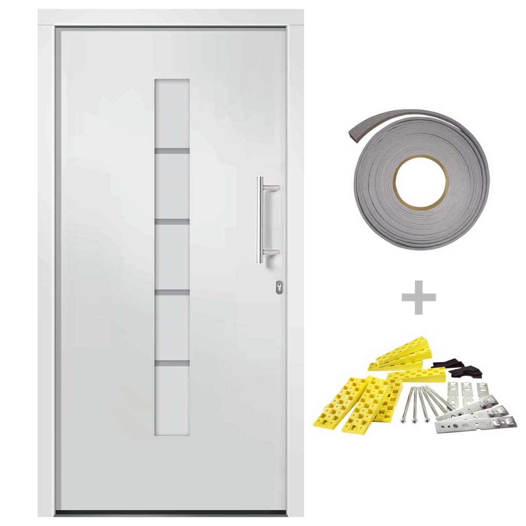 Front Door Aluminium and PVC White 110x210 cm- Home Doors - HomeShopIreland - Home Shop Ireland - Home Doors - Front Door Aluminium and PVC White 110x210 cm
