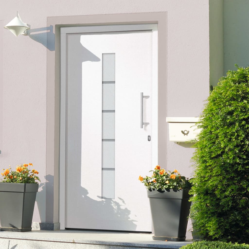Front Door Aluminium and PVC White 110x210 cm- Home Doors - HomeShopIreland - Home Shop Ireland - Home Doors - Front Door Aluminium and PVC White 110x210 cm