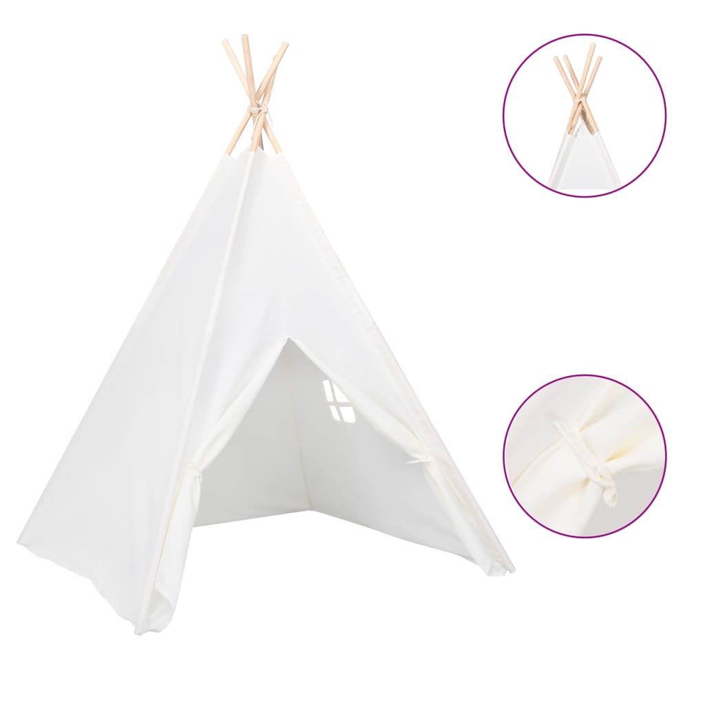 Children Teepee Tent with Bag Peach Skin White 120x120x150 cm- Play Tents & Tunnels - HomeShopIreland - Home Shop Ireland - Play Tents & Tunnels - Children Teepee Tent with Bag Peach Skin White 120x120x150 cm