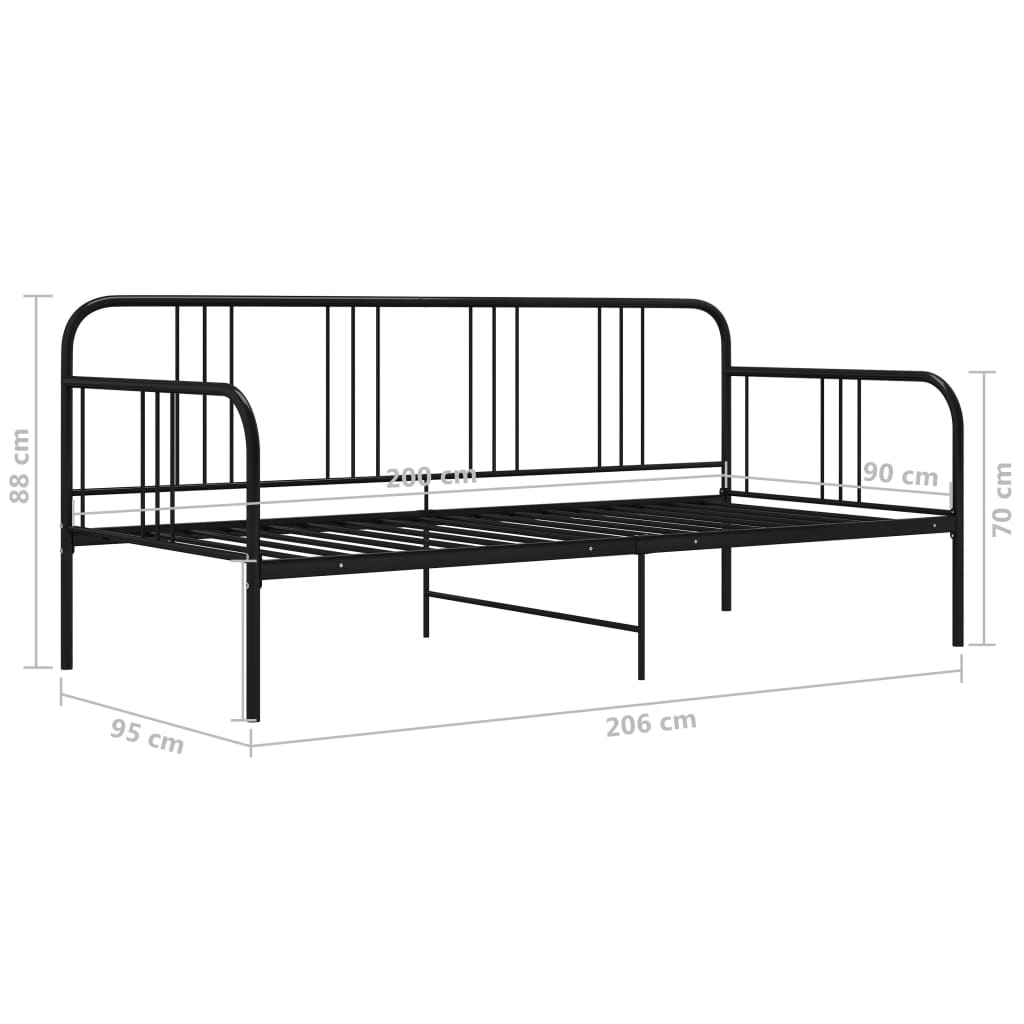 Sofa Bed Frame Black Metal 90x200 cm- Beds & Bed Frames - HomeShopIreland - Home Shop Ireland - Beds & Bed Frames - Sofa Bed Frame Black Metal 90x200 cm