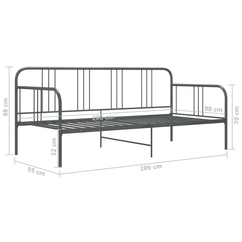 Sofa Bed Frame Grey Metal 90x200 cm- Beds & Bed Frames - HomeShopIreland - Home Shop Ireland - Beds & Bed Frames - Sofa Bed Frame Grey Metal 90x200 cm