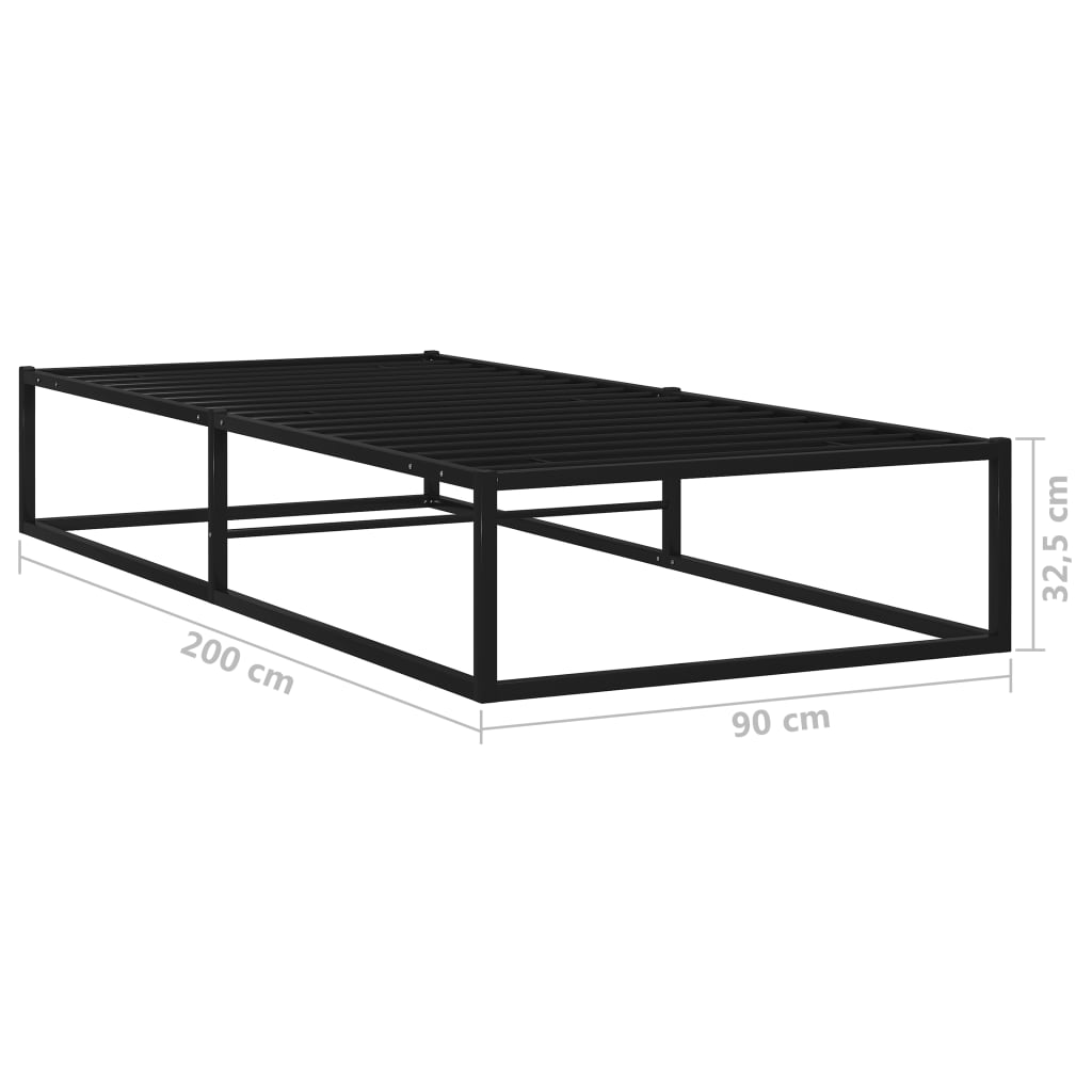Bed Frame Black Metal 90x200 cm- Beds & Bed Frames - HomeShopIreland - Home Shop Ireland - Beds & Bed Frames - Bed Frame Black Metal 90x200 cm