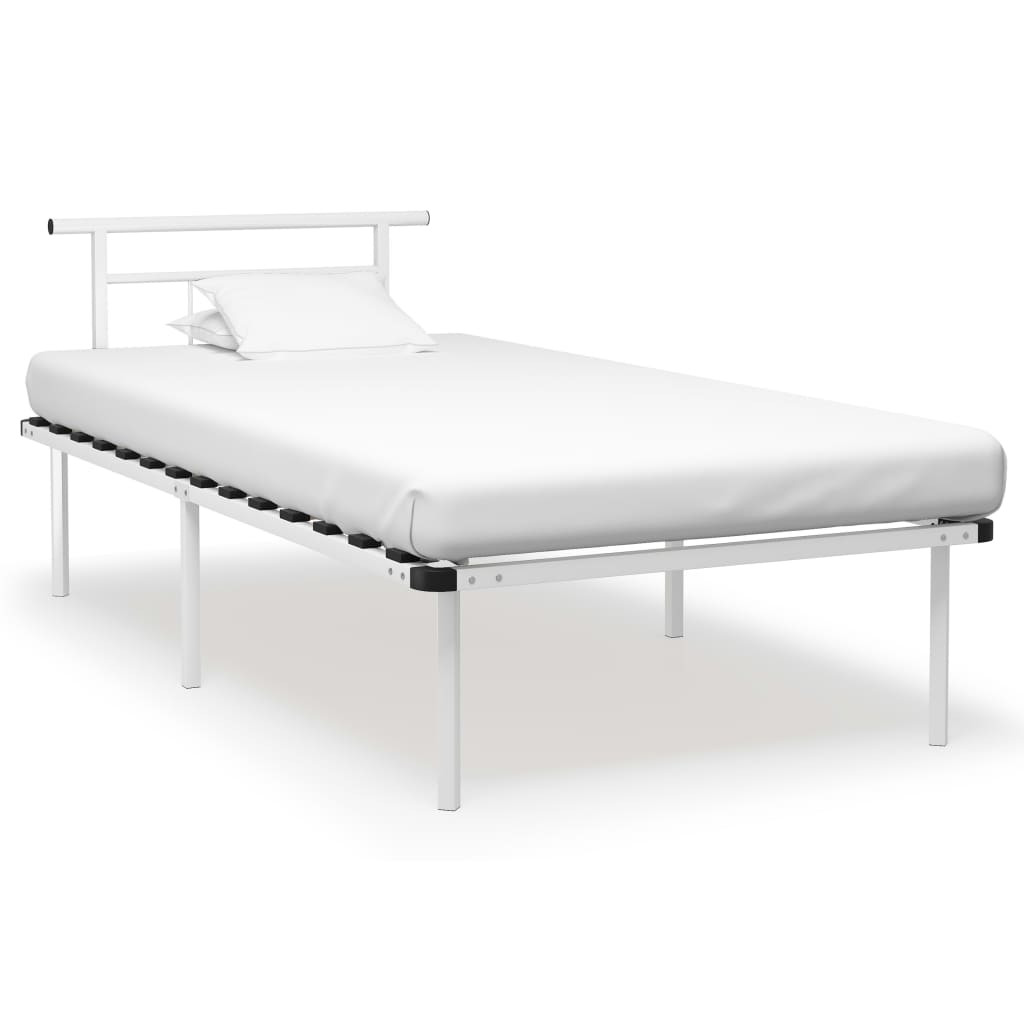 Bed Frame White Metal 100x200 cm- Beds & Bed Frames - HomeShopIreland - Home Shop Ireland - Beds & Bed Frames - Bed Frame White Metal 100x200 cm