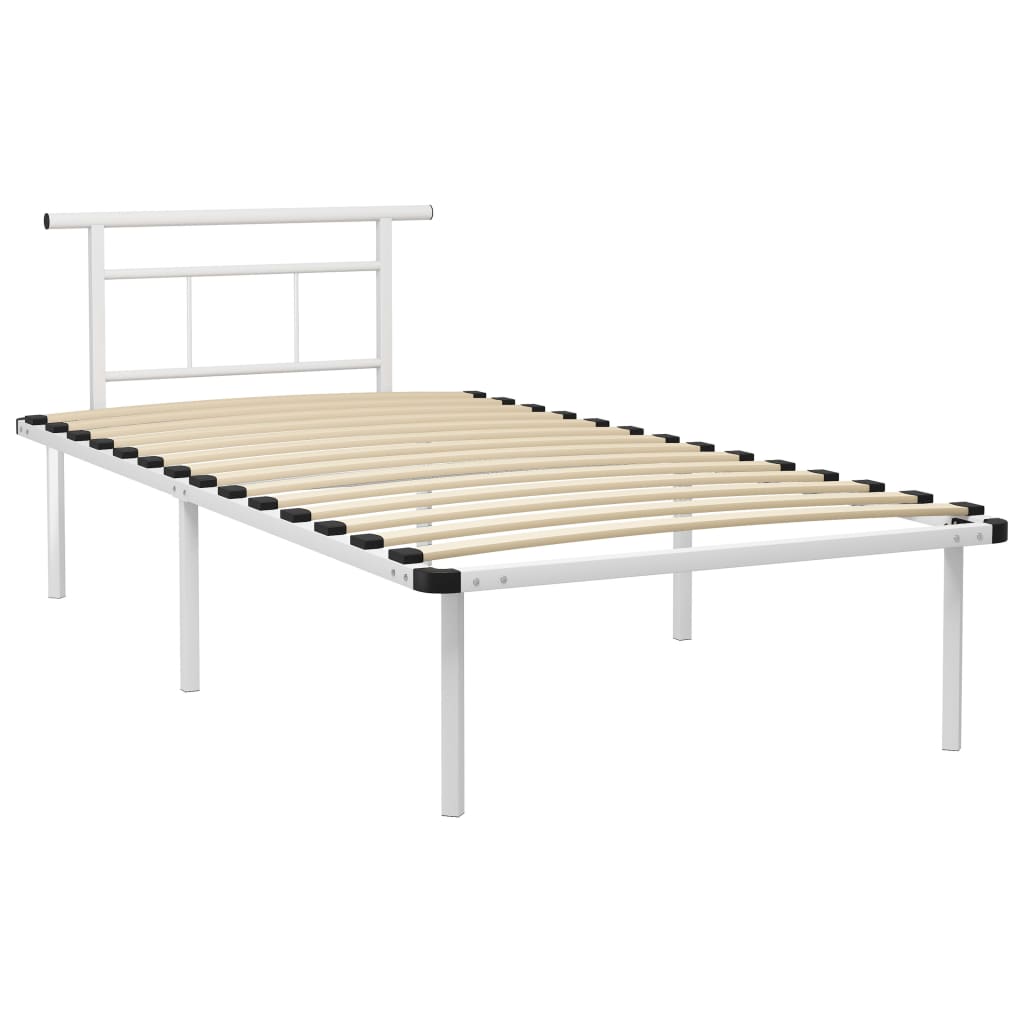 Bed Frame White Metal 100x200 cm- Beds & Bed Frames - HomeShopIreland - Home Shop Ireland - Beds & Bed Frames - Bed Frame White Metal 100x200 cm