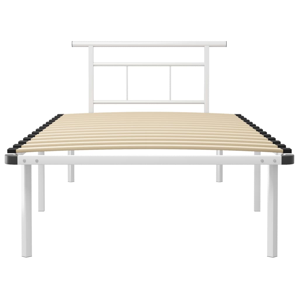 Bed Frame White Metal 100x200 cm- Beds & Bed Frames - HomeShopIreland - Home Shop Ireland - Beds & Bed Frames - Bed Frame White Metal 100x200 cm