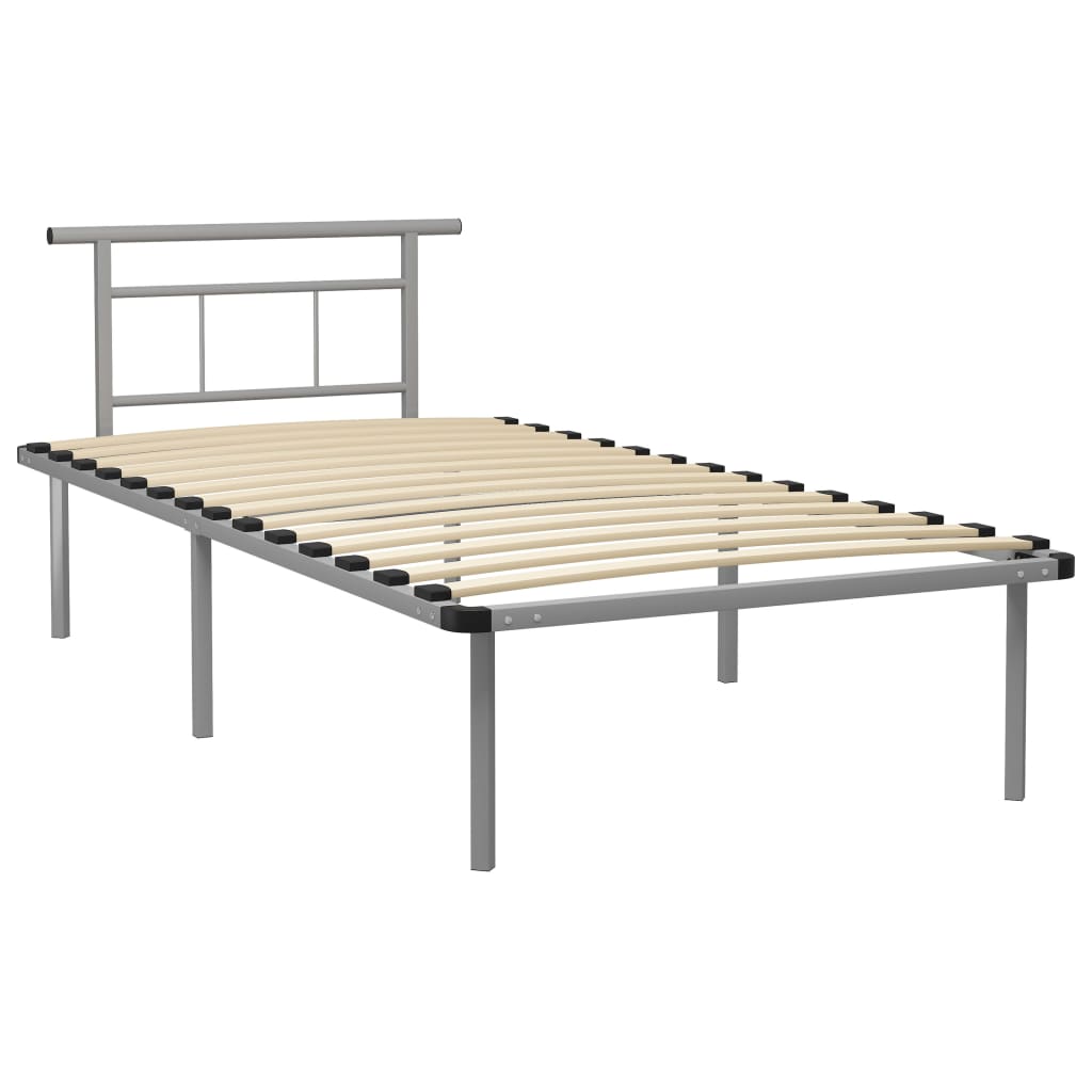 Bed Frame Grey Metal 100x200 cm- Beds & Bed Frames - HomeShopIreland - Home Shop Ireland - Beds & Bed Frames - Bed Frame Grey Metal 100x200 cm