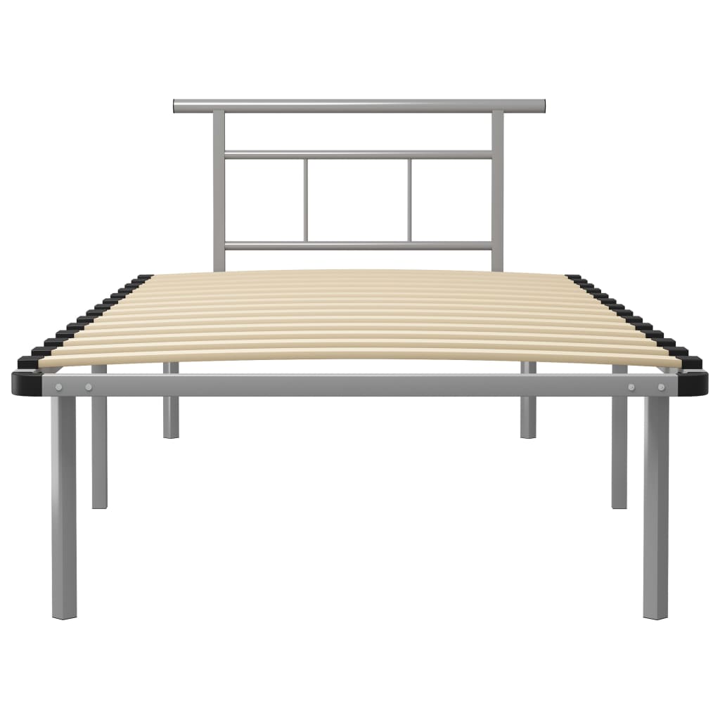 Bed Frame Grey Metal 100x200 cm- Beds & Bed Frames - HomeShopIreland - Home Shop Ireland - Beds & Bed Frames - Bed Frame Grey Metal 100x200 cm
