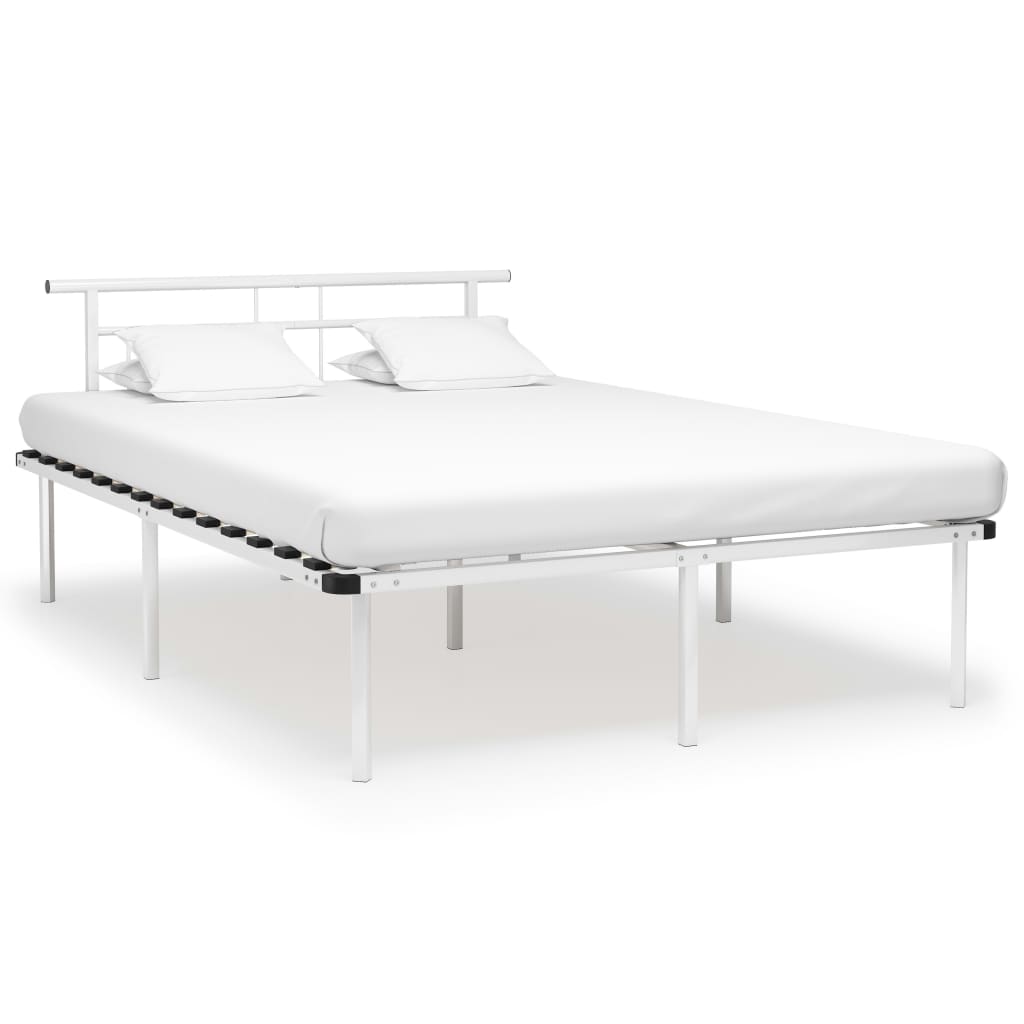 Bed Frame White Metal 140x200 cm- Beds & Bed Frames - HomeShopIreland - Home Shop Ireland - Beds & Bed Frames - Bed Frame White Metal 140x200 cm